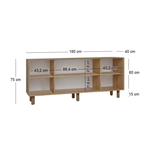 Μπουφές Bohemian Megapap χρώμα φυσικό οξιάς 180x40x75εκ. 2