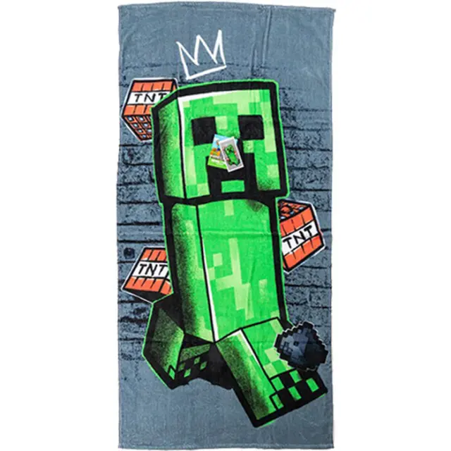 Minecraft Metro Art Creeper πετσέτα μπάνιου, πετσέτα θαλάσσης 70x140 cm 100% Βαμβάκι Γκρι