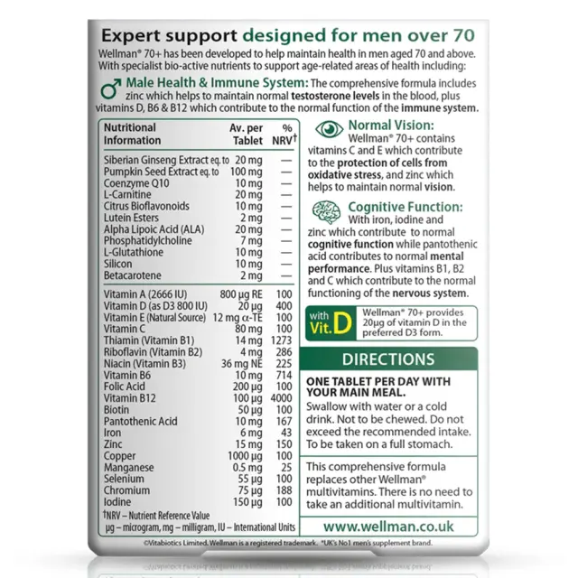 Vitabiotics Wellman 70+ 2
