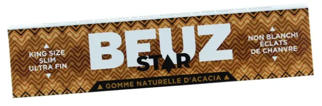 Beuz Χαρτάκια King Size Slim Star Unbleached Ακατέργαστο με Νιφάδες Ανθών Κάνναβης 32φ.