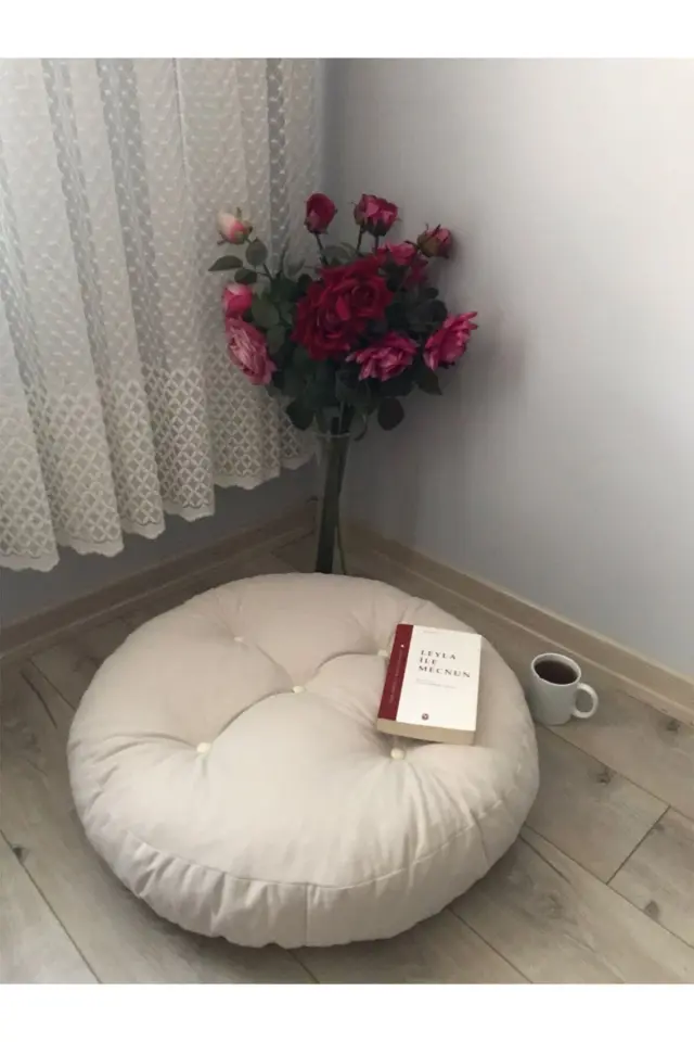 Stewehome Μίνι στρογγυλό μαξιλάρι δαπέδου με μαξιλάρι σε χρώμα χακί Χακί 60x60 cm