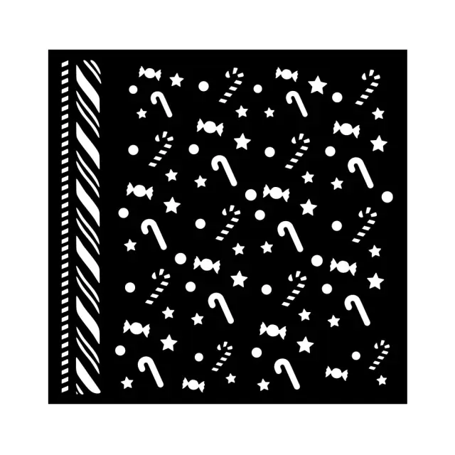 Thick Stencil Stamperia 18x18cm, Candy Christmas, Γλειφιτζούρια