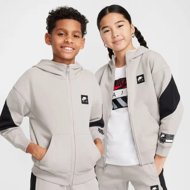 Nike Air Fleece Hoodie ΠΑΙΔΙΚΗ ΖΑΚΕΤΑ (HV1219-009) - Μαύρο-Γκρί - M