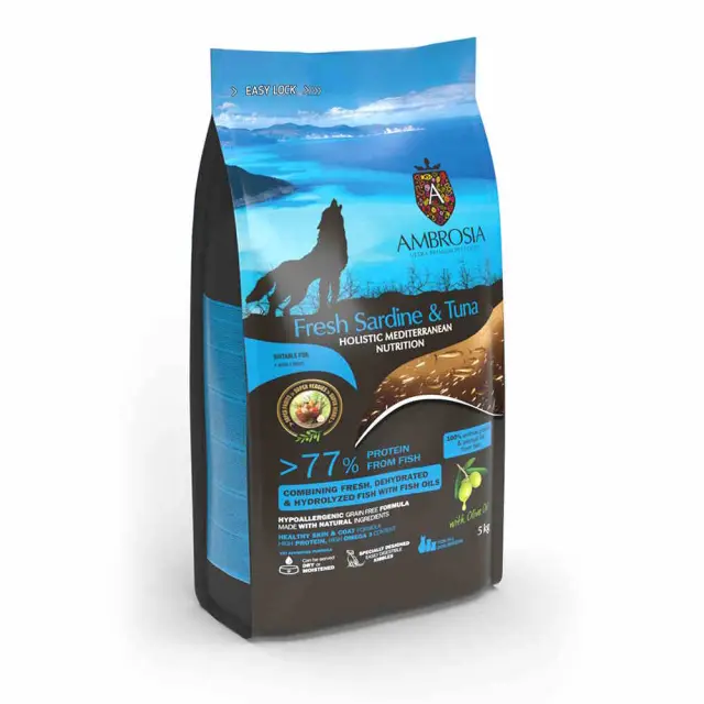 Ambrosia Mediterranean Diet Grain Free Adult Fresh Sardine & Tuna 5Kg Μονόχρωμο