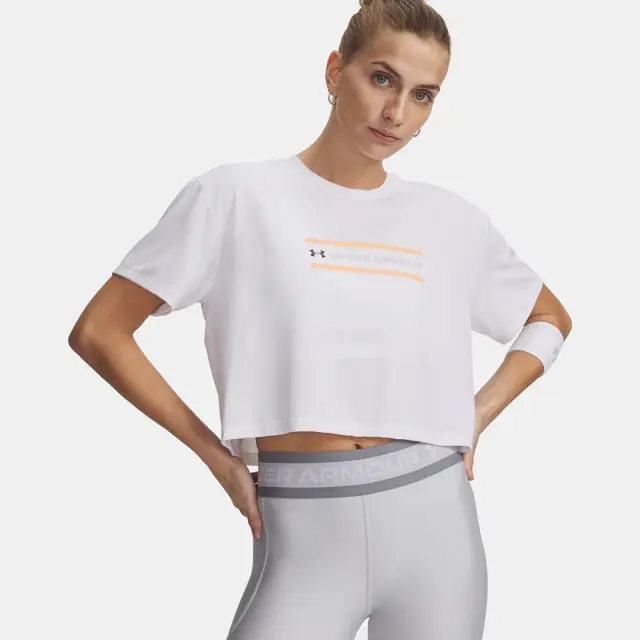 Under Armour Tech Branded Crop T-Shirt (6009987-100) - Λευκό