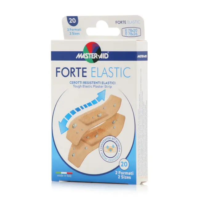 Master Aid Forte Elastic Ελαστικά Επιθέματα Τραύματος σε Δύο Μεγέθη, 78Χ20mm & 78X26mm, 20 Τεμάχια