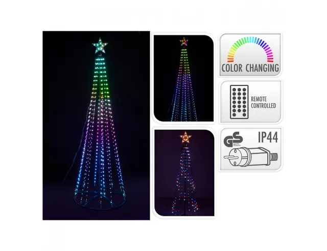 Διακοσμητικό δέντρο με 550 φωτάκια LED RGB και ύψος 210cm - Πολύχρωμο AX5380860