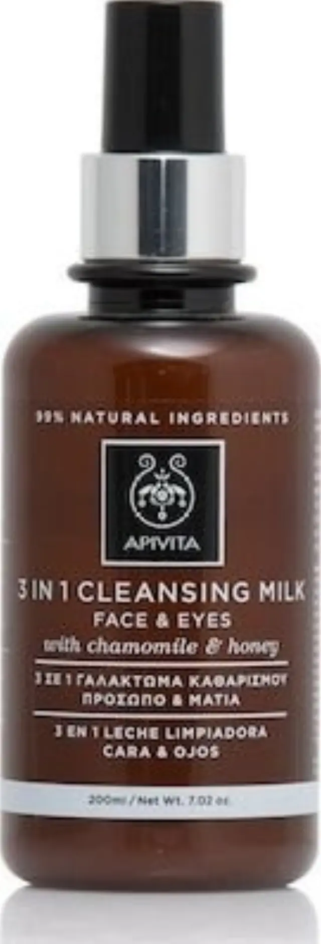 APIVITA Cleansing Milk Γαλάκτωμα Καθαρισμού 3 σε 1 με Χαμομήλι & Μέλι για Πρόσωπο & Μάτια 200ml