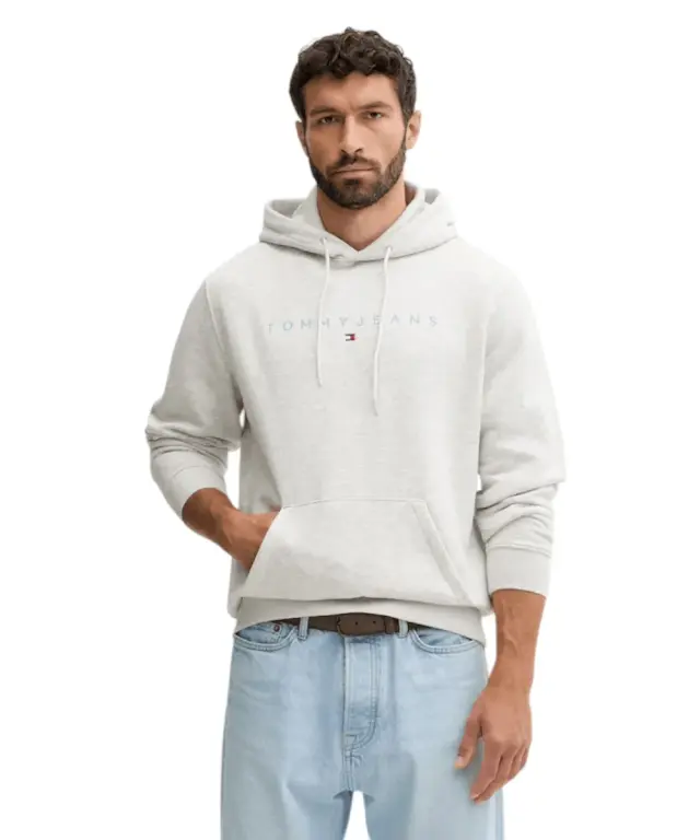 Tommy Hilfiger - Ανδρικό Φούτερ με Κουκούλα και Τσέπες DM0DM20746-P09 Γκρι Ανοιχτό - XL