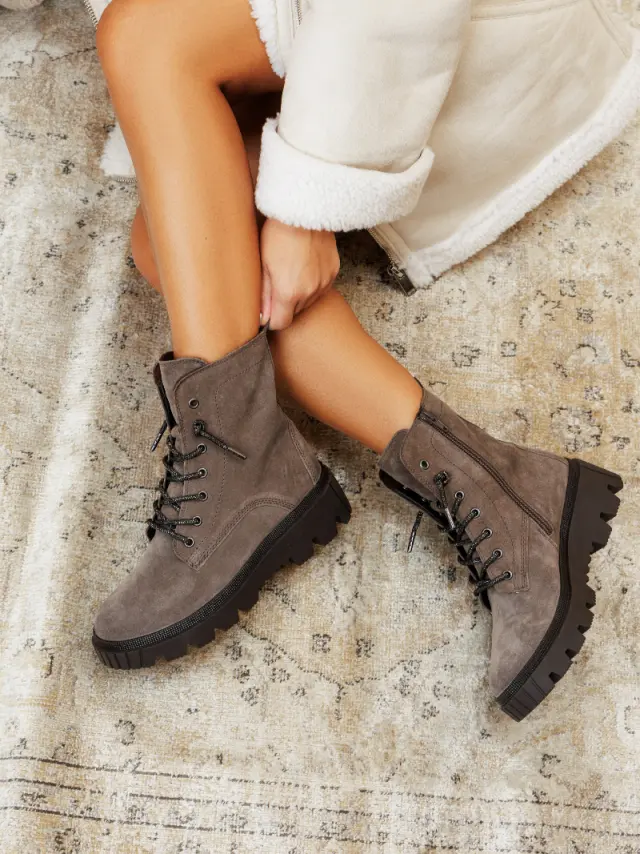 Gabor Μποτάκια Γυναικείο δέρμα Nubuck Καφέ GAB/31821 18-MOHAIR 2