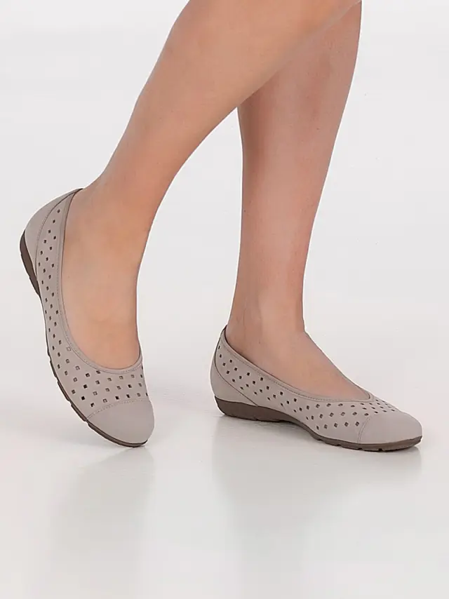 Gabor Μπαλαρίνες Γυναικείο δέρμα Nubuck Μπεζ GAB/64169 12-LEINEN 2
