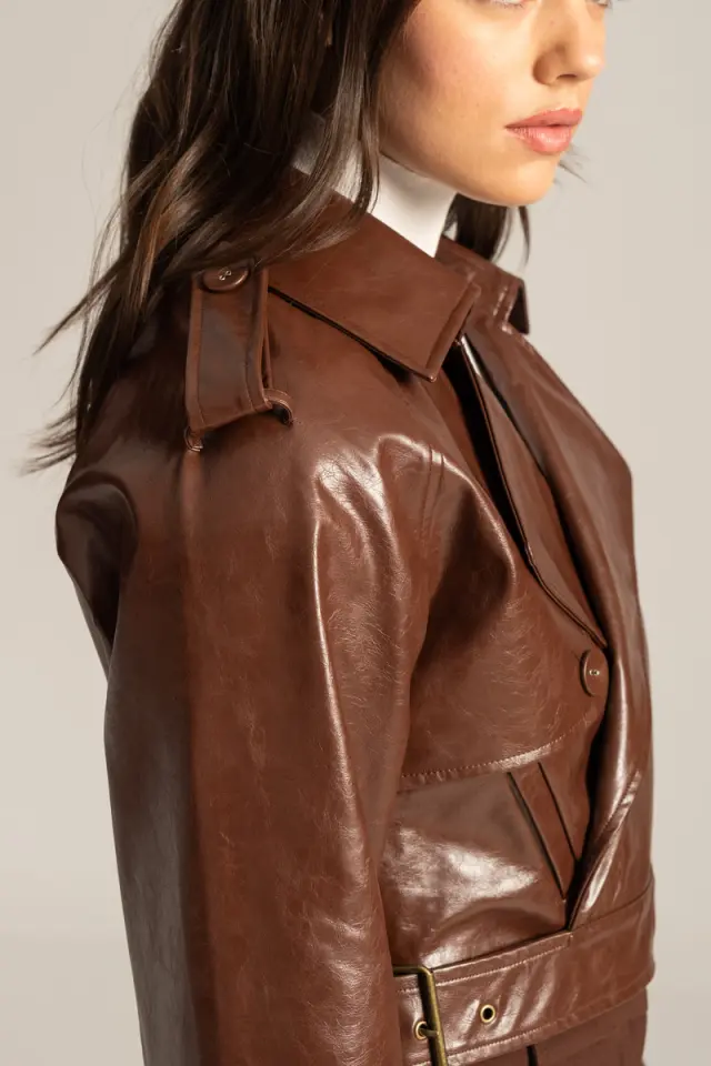 Cropped biker τζακετ δερματίνη PENELOPE - XS 3