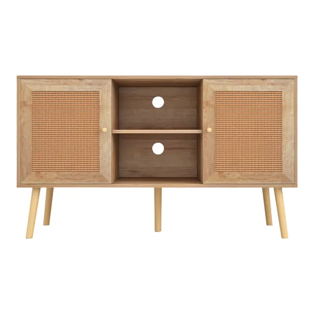 ΕΠΙΠΛΟ TV ΜΕΛΑΜΙΝΗΣ ΜΕ ΠΟΡΤΕΣ RATTAN FB99223.11 ΣΕ ΧΡΩΜΑ ΦΥΣΙΚΟ 120x39x56,5Υεκ. 3