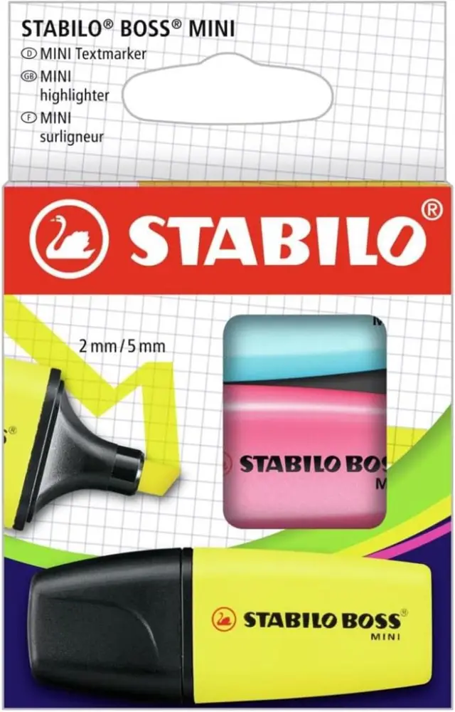 Μαρκαδόροι Stabilo Boss Mini 3 τεμάχια Κίτρινο - Ροζ - Μπλε (Stabilo)
