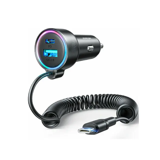 Joyroom JR-CL07 Φορτιστής Αυτοκινήτου 90W με Θύρες: 1xUSB 1xType-C μαζί με Καλώδιο Type-C Μαύρο Χρώμα