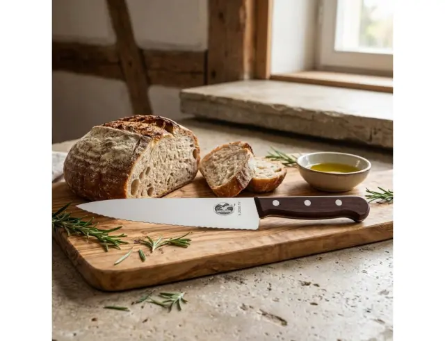 Μαχαίρι σεφ οδοντωτό Victorinox με ξύλινη λαβή και μήκος λεπίδας 22cm5.2030.22