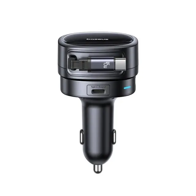 Baseus Φορτιστής Αυτοκινήτου PrimeTrip VR1 60W USB-A / USB-C with Retractable USB-C Cable Black