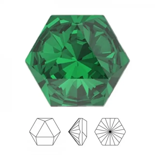 Swarovski 4699 Kaleidoscope Hexagon Fancy Stone Emerald 14x16mm - 1τεμ