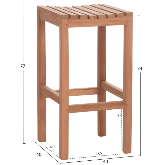 ΣΚΑΜΠΟ ΜΠΑΡ FB918109 ΞΥΛΟ ΤΕΑΚ ΣΕ ΦΥΣΙΚΟ 40x40x77Υεκ. 2