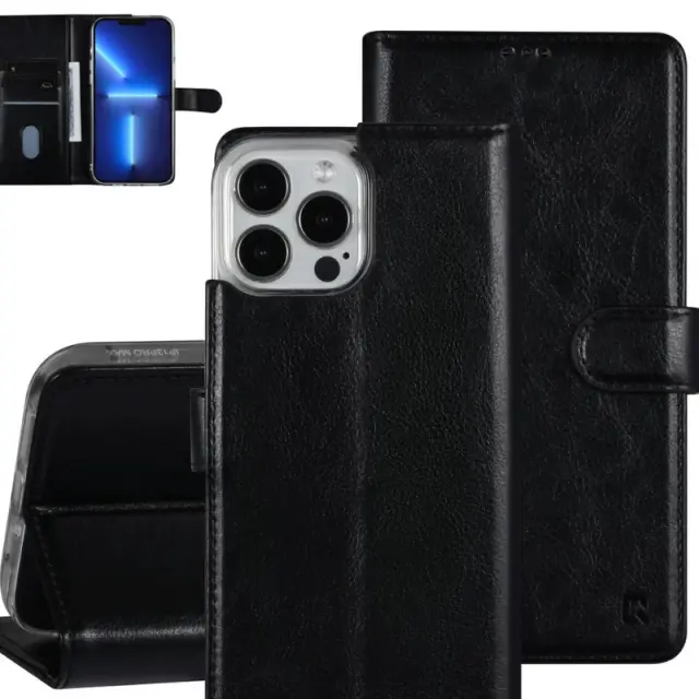 UNIQ Accessory iPhone 13 Pro Max Book-Case hul - θήκη καρτών για 3 κάρτες - μαγνητικό κλείσιμο - μαύρο