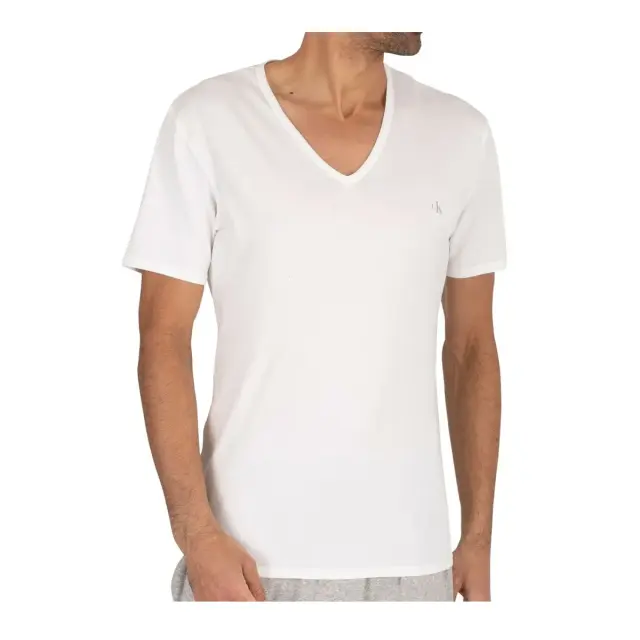 Calvin Klein Ανδρική Φανέλα Κοντό Μανίκι V - Διπλό Πακέτο, Χρώμα Λευκό - S 2