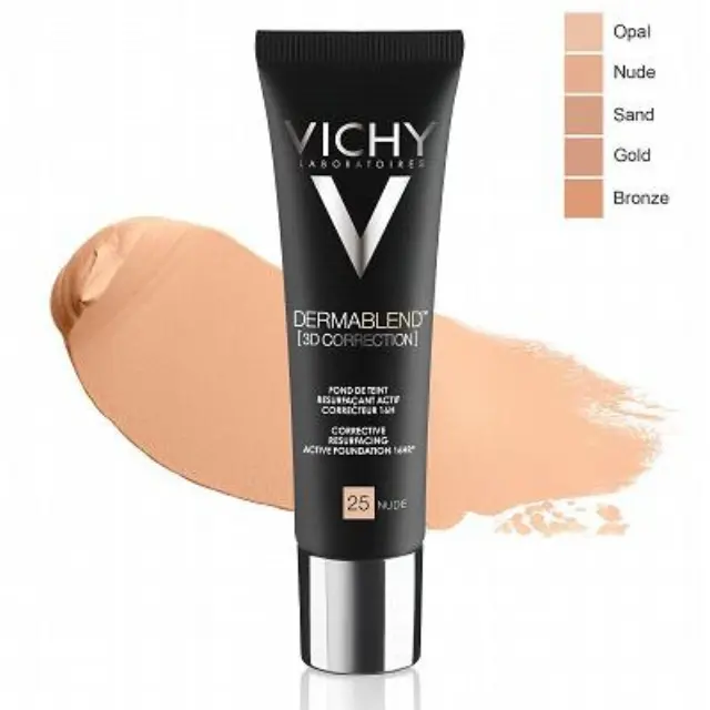 Vichy Dermablend 3D Correction 25 Nude Make Up Ενεργής Διόρθωσης 16 Ωρών Υψηλής Κάλυψης για Λιπαρές Επιδερμίδες, 30ml