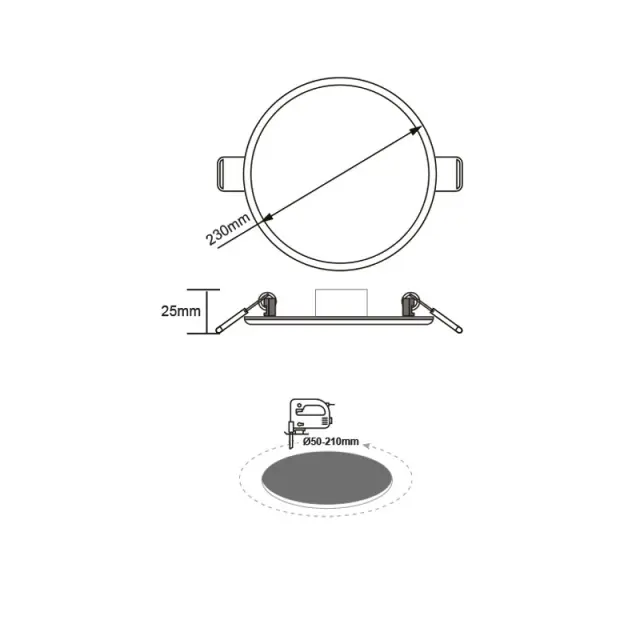 FLEX W ROUND LED SLMPANEL 19W 6000K 1520LM 230V AC Φ50-210 120° / FLEXI1960RW 3