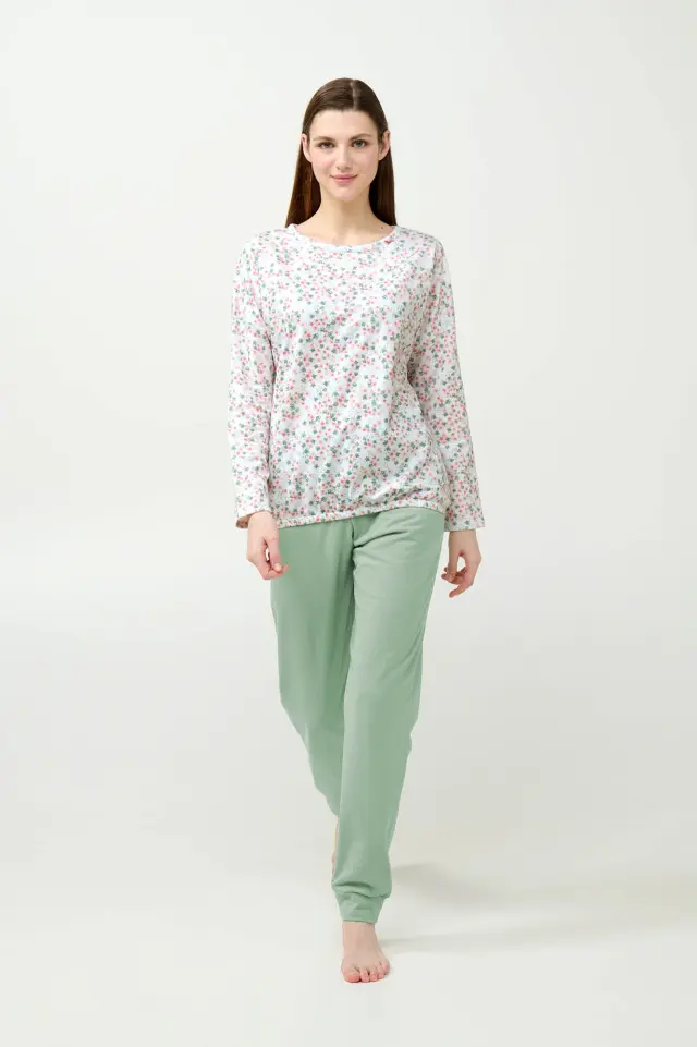 Χειμερινή Γυναικεία Πυτζάμα Φούτερ Vamp 23252 GREEN FROSTY