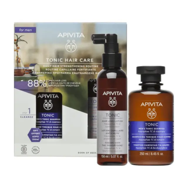 Apivita Promo Tonic Hair Care – Λοσιόν κατά της Τριχόπτωσης 150ml & ΔΩΡΟ Τονωτικό Σαμπουάν για Άνδρες 250ml