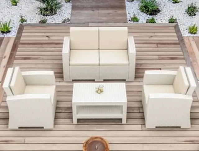 Σετ Σαλόνι-Καθιστικό MONACO Λευκό PP 140x79x79/82x79x79/92x57x43cm 2