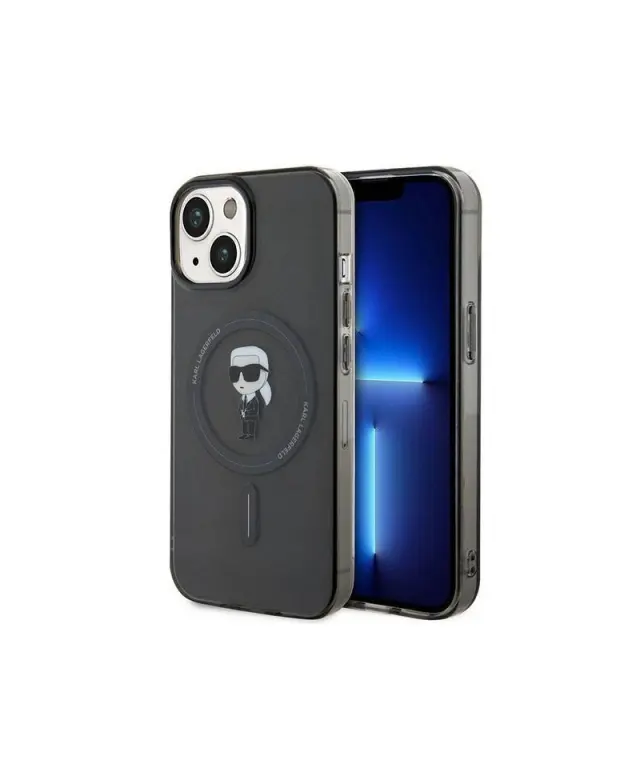 Karl Lagerfeld iPhone 15 Plus black/black hardcase IML Ikonik MagSafe