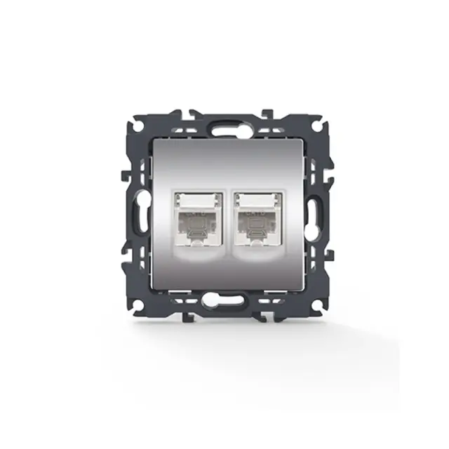 PRIME ΠΡΙΖΑ ΔΙΚΤΥΟΥ MAT ΑΛΟΥΜΙΝΙΟ ΜΕ ΒΥΣΜΑ 2XRJ45 CAT6 UTP IP20 / 1000113303