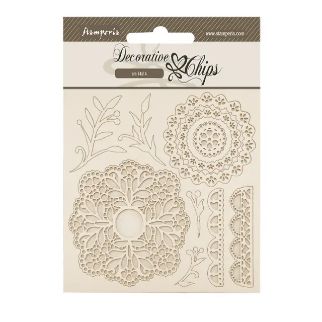 Chipboard Stamperia 14x14cm, Timeless, Lace