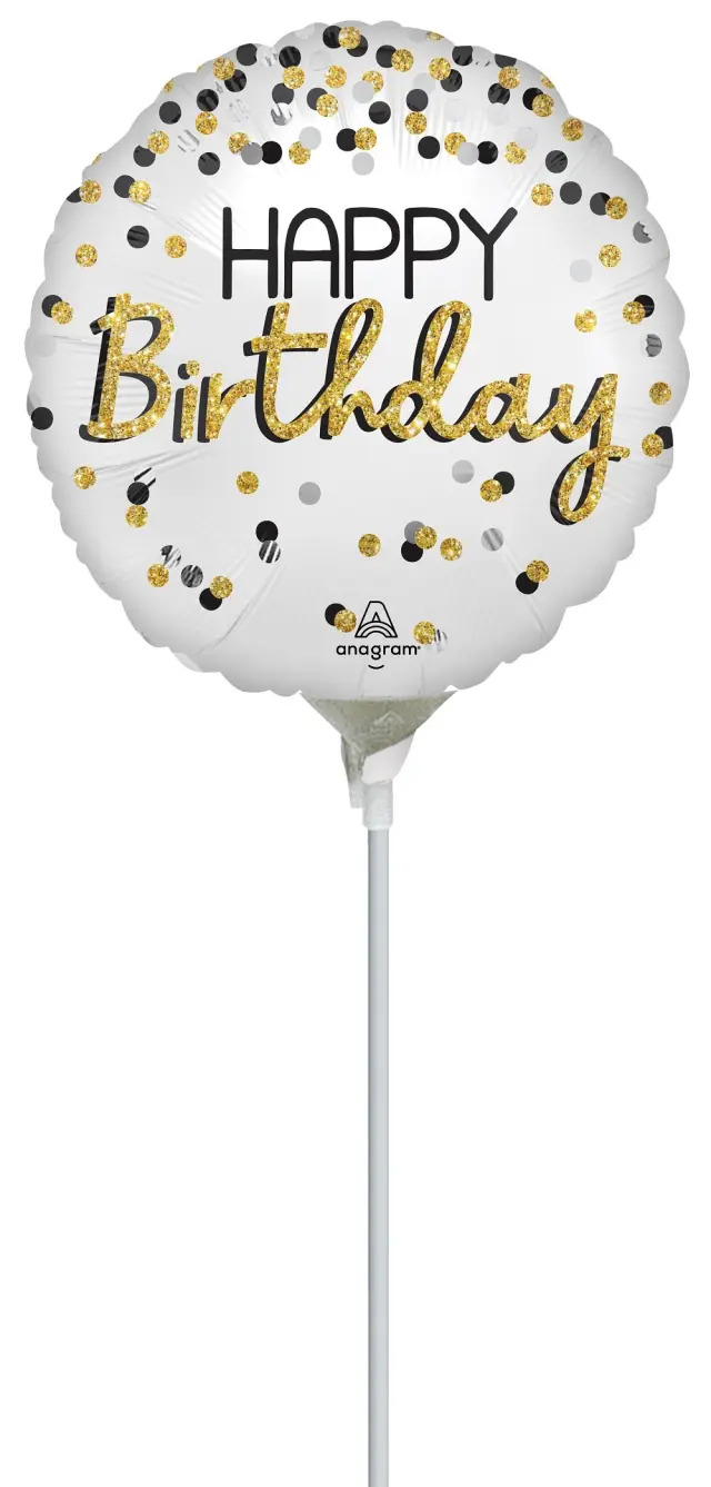 Μπαλόνι Φοιλ Μίνι 9 Black Silver Gold Birthday / 23 εκ