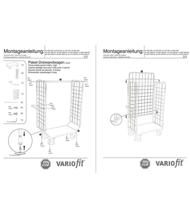 Variofit sw-700.306 Τρόλεϊ Μεταφοράς 3 Πλευρών για Φορτίο Βάρους ως 500kg 2