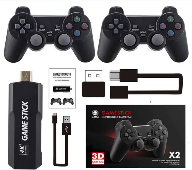 Κονσόλα με 10000 παιχνίδια 2.4G HDMI 4K HD 128GB με 2 ασύρματα τηλεχειριστήρια - TV Video Game Stick X2