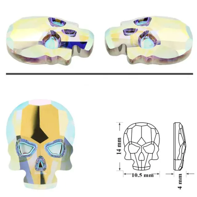 Swarovski 2856 Skull Crystal AB 14x10.5mm - 2τεμ