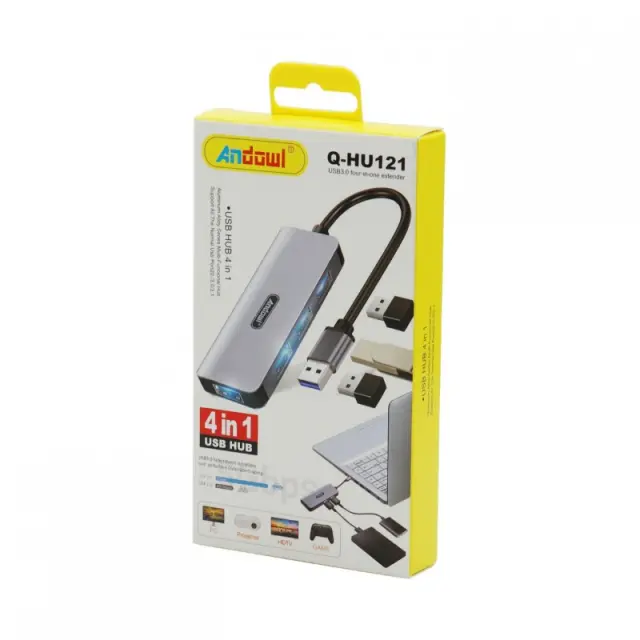 Andowl Q-HU121 USB 2.0 Hub 4 Θυρών με σύνδεση USB-A