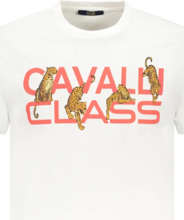 Cavalli Class - Ανδρική Μπλούζα T-Shirt Κοντομάνικη Regular Fit TXT60MJD060-00533 Λευκό 3