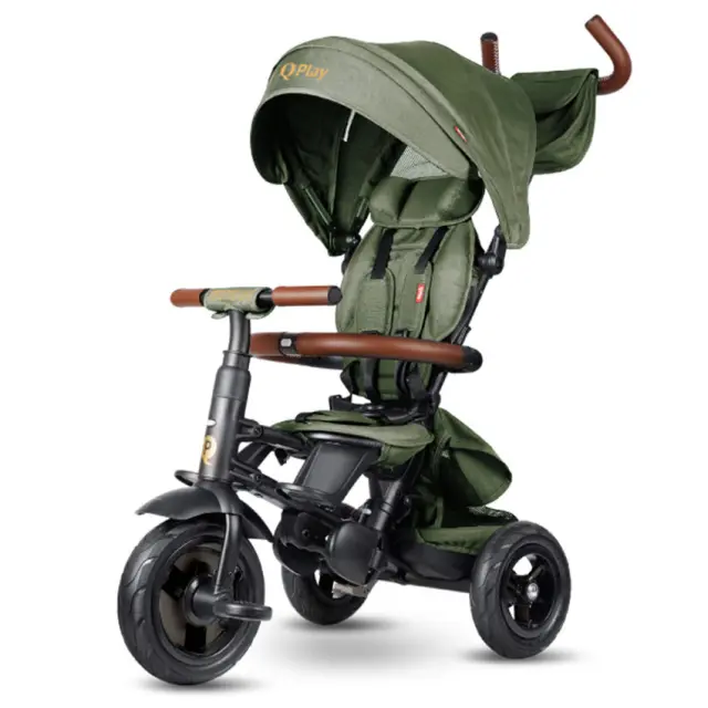 QPlay Rito Deluxe Αναδιπλούμενο Τρίκυκλο Ποδήλατο Olive 10+ Μηνών