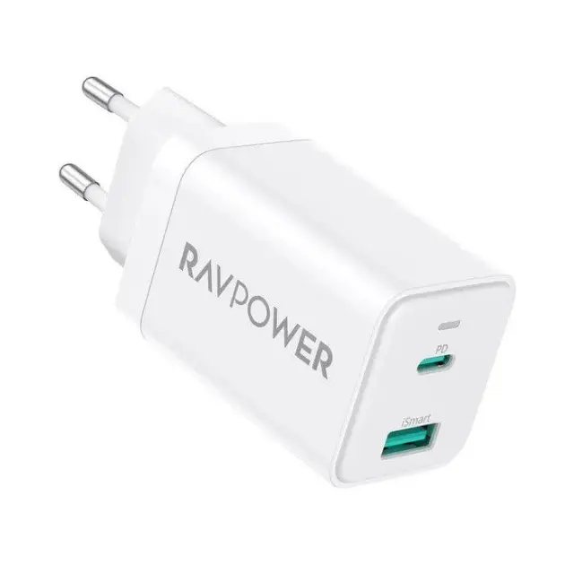 RAVPower® Φορτιστής με 1xUSB-A και 1xUSB-C 45W- White