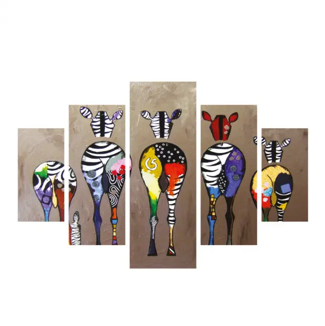 ΠΙΝΑΚΑΣ ΠΕΝΤΑΠΤΥΧΟ MDF COLORFUL ZEBRAS 82Χ56x3 FB97207.03