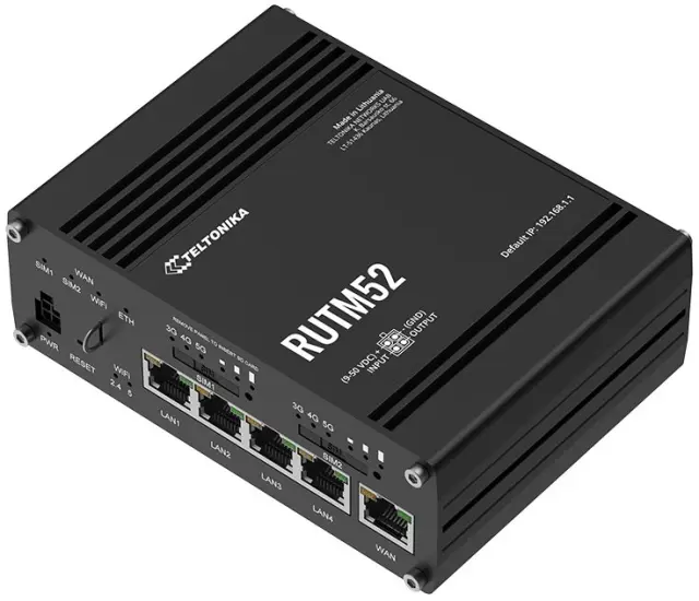 Teltonika RUTM52 Industrial Dual 5G Wi-Fi Router, GPS, 2 modems, eSIM