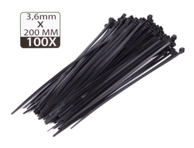 Cable ties 3.6 x 200 mm 100 pieces black