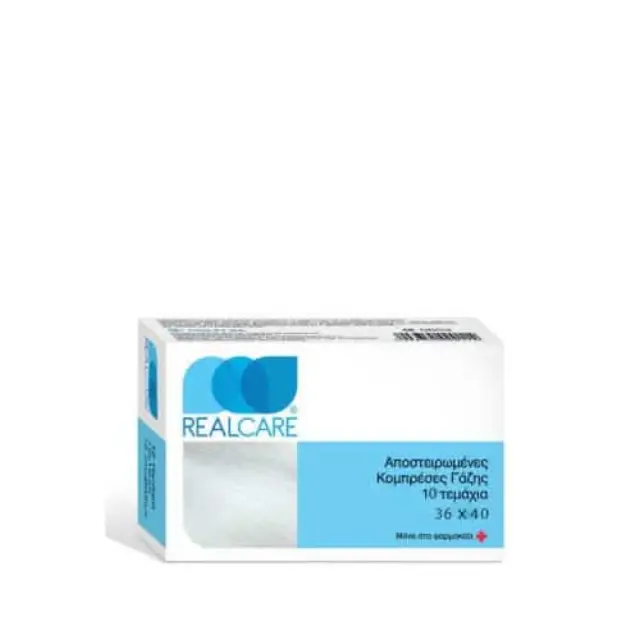 Real Care Αποστειρωμένες Κομπρέσες Γάζης 36χ40χ10