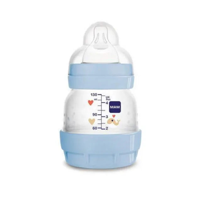 MAM Easy Start Πλαστικό Μπιμπερό Κατά των Κολικών με Θηλή Σιλικόνης 0+ μηνών Γαλάζιο/Φάλαινα 130ml