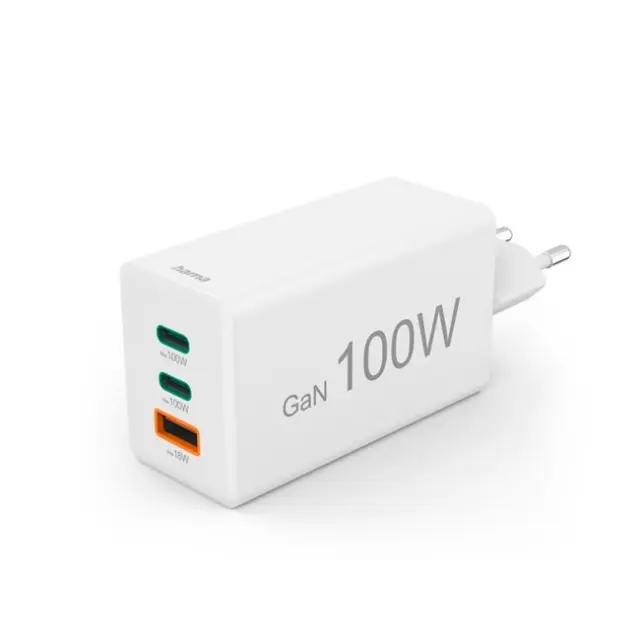 Hama Φορτιστής 100W GaN 2x USB-C 1x USB-A PD (125140)