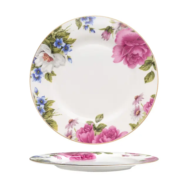 Beauty Home Πιάτο πορσελάνης με λουλούδια Eternal Art 7724-Φ23 3