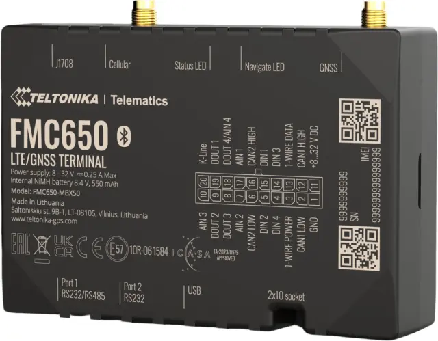 Teltonika Telematics FMC650, Professional GPS tracker with 4G LTE Cat 1 and eSIM