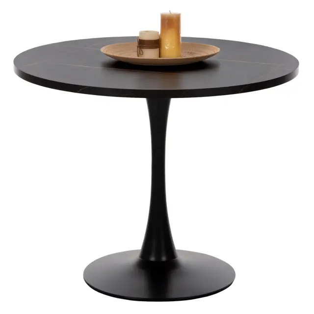 ΤΡΑΠΕΖΙ ΤΡΑΠΕΖΑΡΙΑΣ FB99421.12 ΣΤΡΟΓΓΥΛΟ BLACK MARBLE Φ90x74Υεκ.